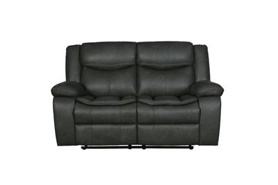 Global United Transitional Leather - Air Reclining Loveseat - Gray