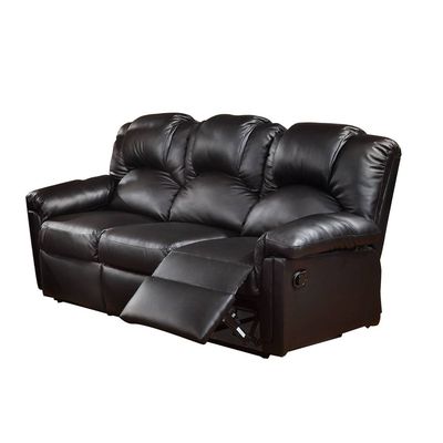 3 Seats Bonded Leather Manual Motion Reclining Sofa in Black 3 Seats Bonded Leather Manual Motion Reclining Sofa in Black