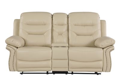 Global United Leather Air Upholstered Reclining Console Loveseat with