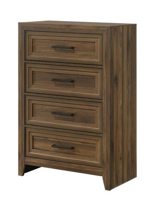 1pc Contemporary Four Drawer Chest Geometric Design Brown Finish 1pc Contemporary Four Drawer Chest Geometric Design Brown Finish