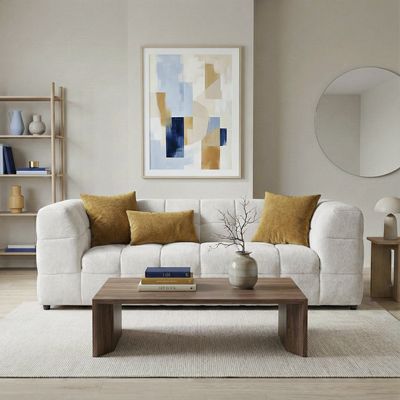Swain Modern Beige Boucle Sofa Swain Modern Beige Boucle Sofa