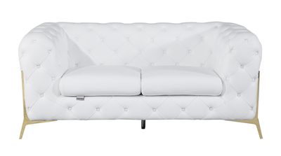Global United Transitional 100% Top Grain Italian Leather Upholstered