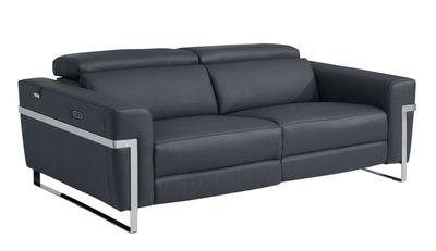 Global United Top Grain Italian Leather Sofa with - 43 x 83 x 40 in.