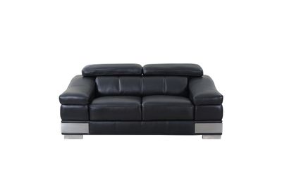 Top Grain Italian Leather Loveseat - Black