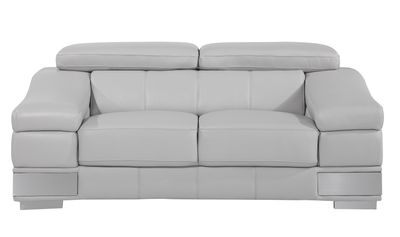 Top Grain Italian Leather Loveseat - Light Gray
