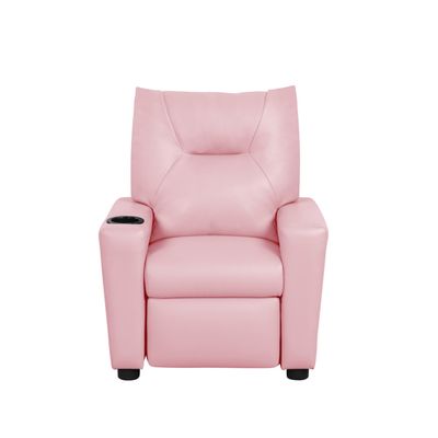 PVC Fabric Kids Recliner Chair with Cupholder, Pink