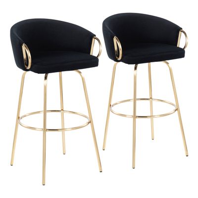 Contemporary 30 Fixed - Height Bar Stool with Gold Metal Legs and