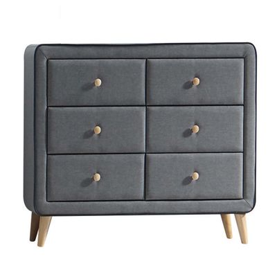 Light Grey Upholstered 6 - drawer Double Dresser Light Grey Upholstered 6 - drawer Double Dresser