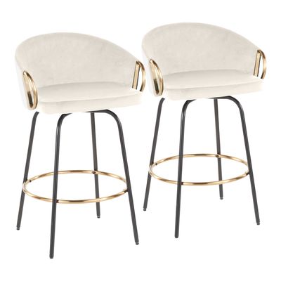 26 Contemporary Fixed Height Counter Stool with Swivel in Black Metal