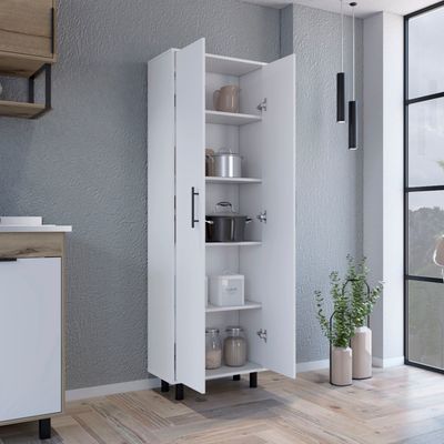 Multistorage Manacor, Five Shelves, White Finish