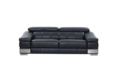 Top Grain Italian Leather Sofa - Black Top Grain Italian Leather Sofa - Black