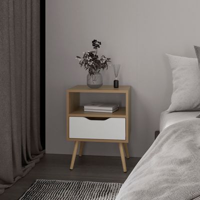 Kechi Nightstand White/Macadamia - Multi