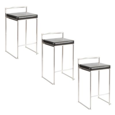 26 Contemporary Stackable Counter Stool in Brushed Stainless Steel