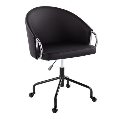 Contemporary Task Chair in Black Metal and Black Faux Leather with