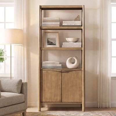 Nolan 86 Nolan 86" Reclaimed Wood Bookcase with Lower Cabinet - Natural