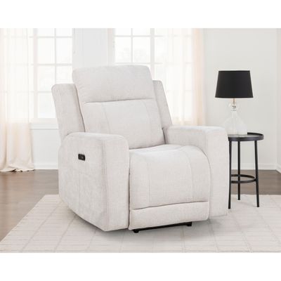 Patrick Ivory Upholstered Power Recliner Chair