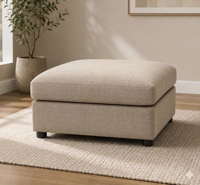 Ottoman - Beige - Chenille - 28 x 37 x 19 in.