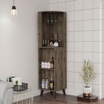 Cincinatti Corner Bar Cabinet - Brown