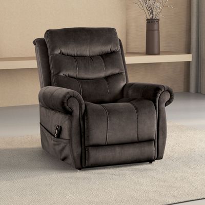 Transitional Style Dark Gray Finish Lift Chair Steel Seat Box Rolled