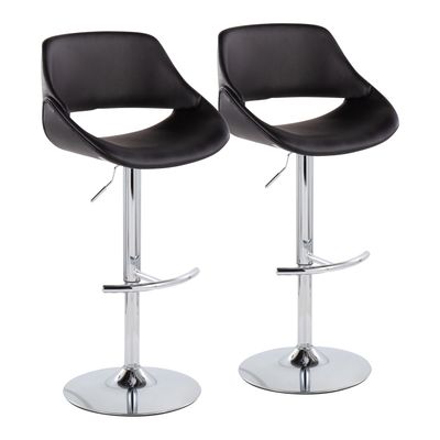 Contemporary Adjustable Bar Stool in Chrome with Rounded T Footrest