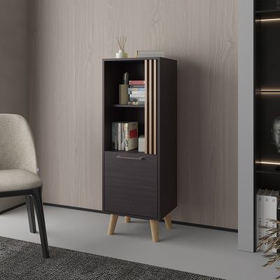 Bedford Storage Cabinet, Living Room, Black/Light Oak - Multi