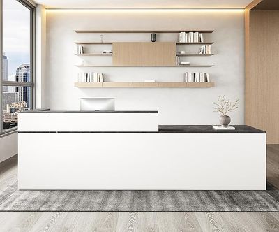 71 L - Shaped Reception Desk with Counter - Front Desk for Office