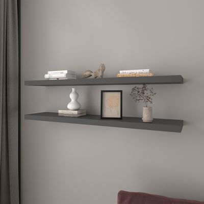 Floating Shelf Lyle, Living Room, Matt Gray - Matte Gray Floating Shelf Lyle, Living Room, Matt Gray - Matte Gray