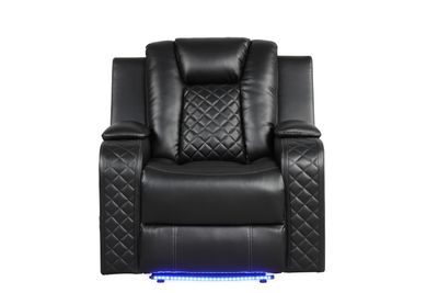 BENZ LED & Power Recliner Chair Made With Faux Leather in Black