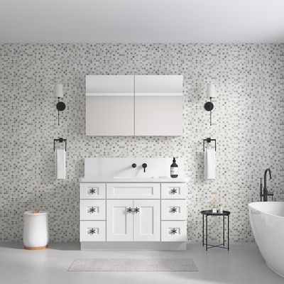 48'' W x 30'' H Surface Frameless Mirror Medicine Cabinet - White