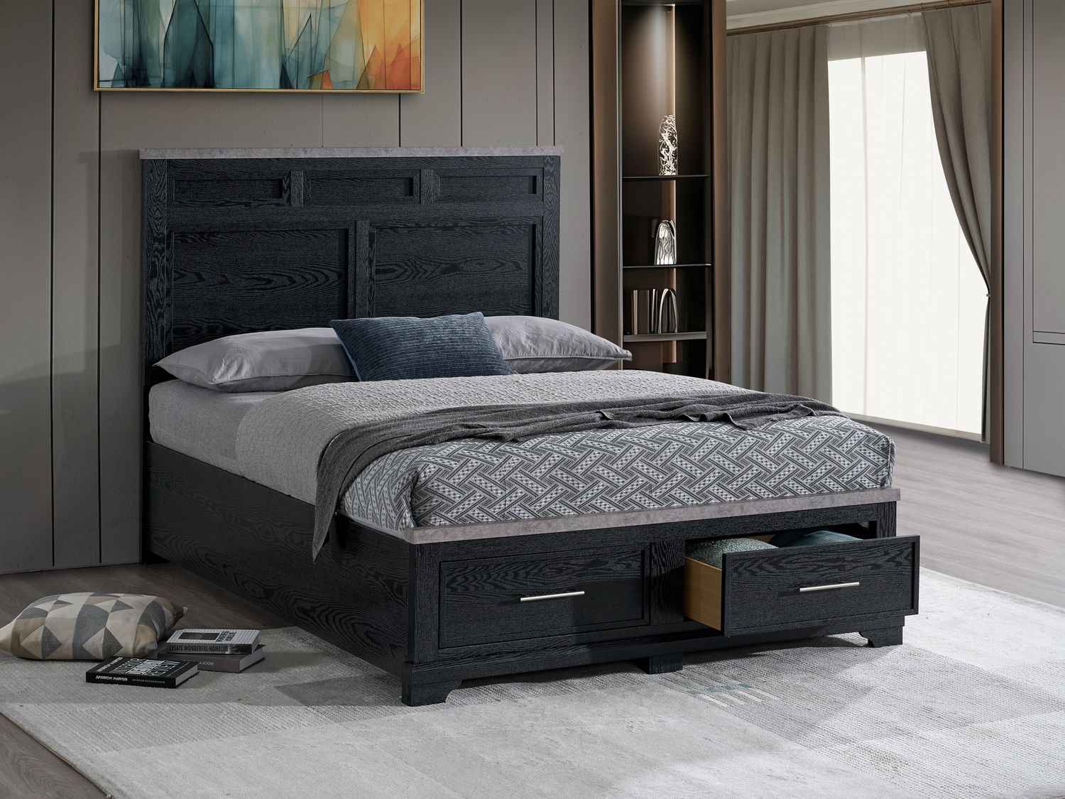 Nick G003500A - KB KING BED (Mattress Not Included), Black Nick G003500A - KB KING BED (Mattress Not Included), Black