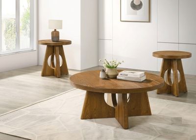 Modern Style 3pc Table Set 1x Coffee Table 2x End Table Pedestal Base Modern Style 3pc Table Set 1x Coffee Table 2x End Table Pedestal Base