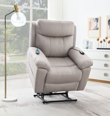 Chriki Light Gray Polished Microfiber Power Recliner w/Lift & Heating
