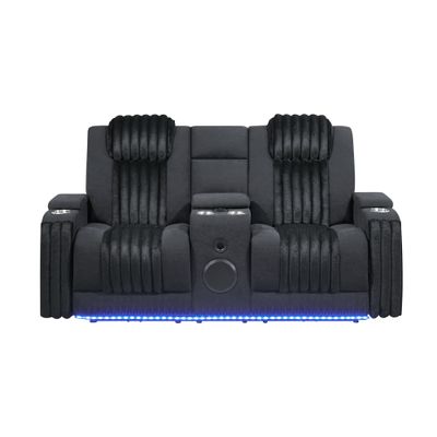 Duran Black Power Reclining loveseat with Power Headrest
