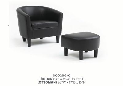 Salem G00200 - C Chair+Ottoman, Black
