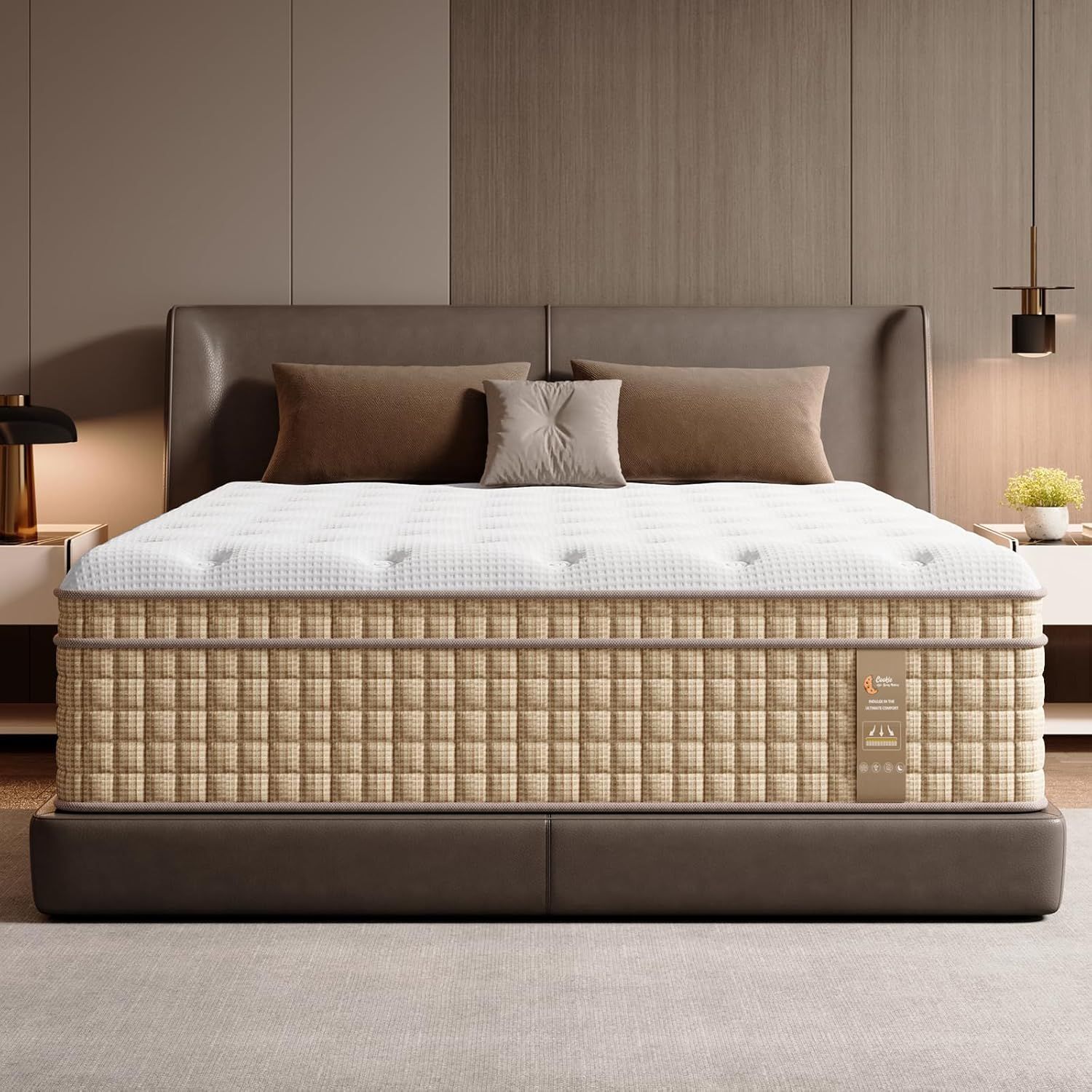 Full Mattress 12", 7 - Zone Contouring Bed in a Box - Beige+White