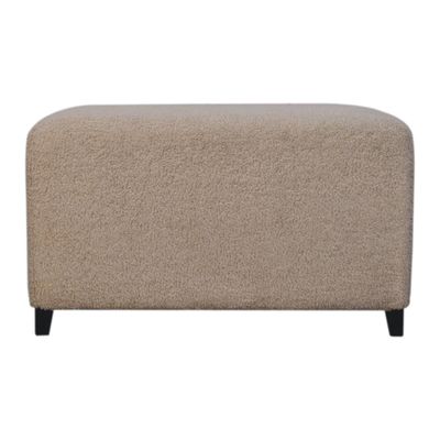 Solid Wood Bliss Cream Bouclé Ottoman - Brown