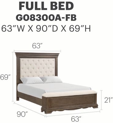 Stirling G08300A - FB Full Bed(Mattress Not Included), Gray Stirling G08300A - FB Full Bed(Mattress Not Included), Gray