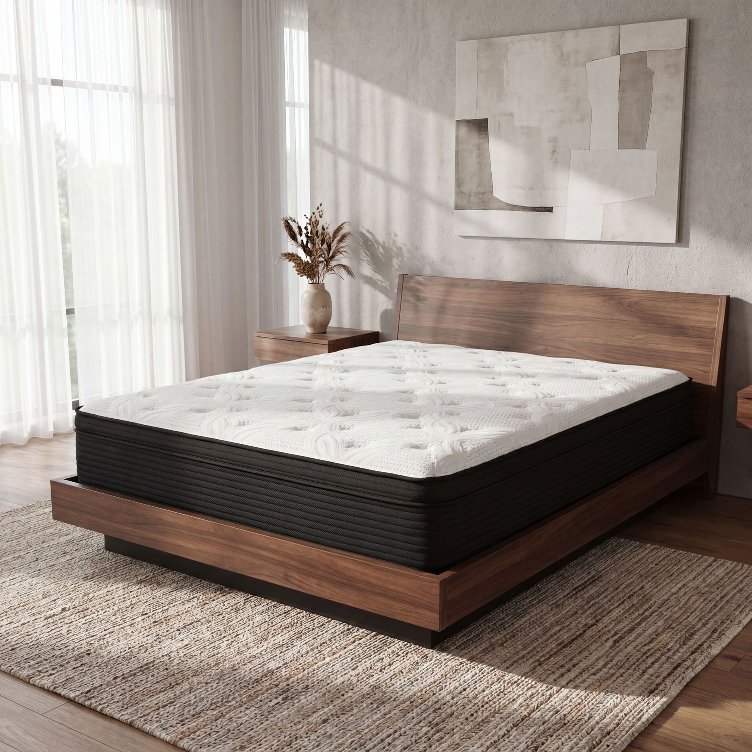 Hybrid 13 Hybrid 13" Plush Twin XL Mattress with Pocketed Coils - White+Black