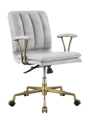 Damir Vintage White Top Grain Leather & Chrome Finish Office Chair