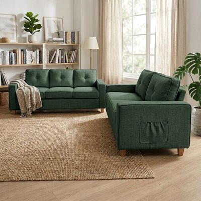 2 - Piece Chenille Sofa Set - Dark Green