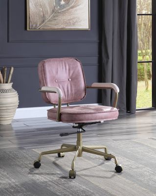 Siecross Pink Top Grain Leather Office Chair