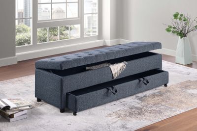 Contemporary Living Room Furniture Ottoman w Storage And Underseat