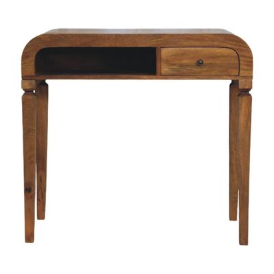 Curved Open Shelf Writing Desk - Brown