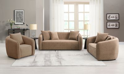 Keith Brown Chenille 3PCS Living Room Set (comes with matching color Keith Brown Chenille 3PCS Living Room Set (comes with matching color