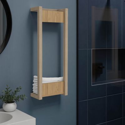 Arlington Wall Towel Rack With Shelf And Hanging Bar - Oak