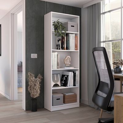 Home 4 Shelves Bookcase with Multi - Tiered Storage - White - Office