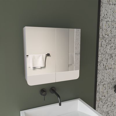 Luv Mirror Medicine Cabinet with Interior Shelves - White