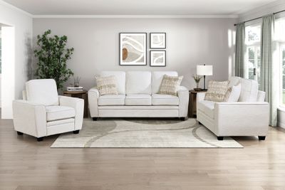 Beautiful Beige Sofa Set 3pcs Sofa Loveseat Chair Decorative Pillows