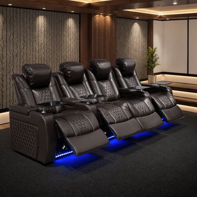 124.4"Power Recliner 4 PC Made WithTop - Grain Nappa - W3819S00106