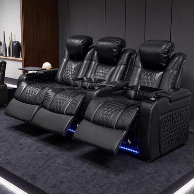 93.3Power Recliner 3 PC Made WithTop - Grain Nappa - Black - Model